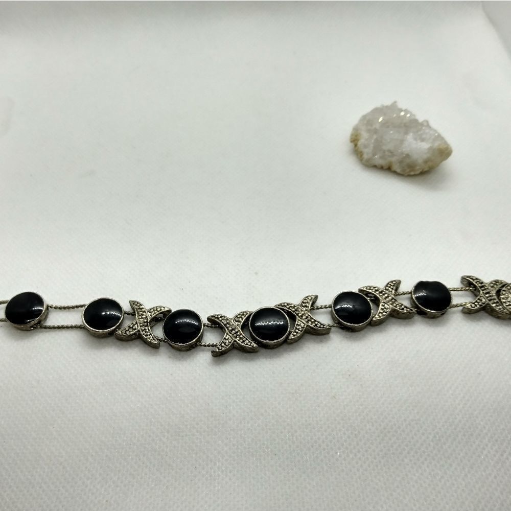 Vintage art deco x and o silver bracelet‎ B0904
